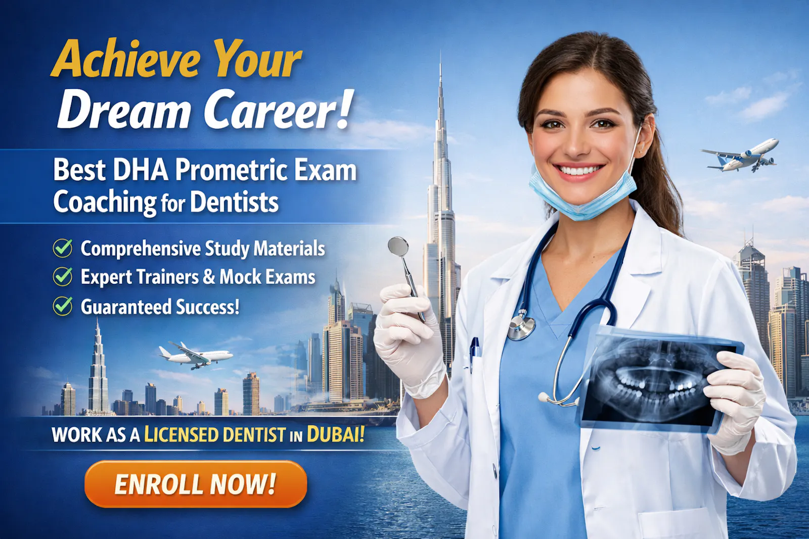 Achieve Your Dream Career with Best DHA Prometric Exam Coaching for Dentists.